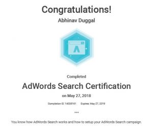 AdWords Search Certificate